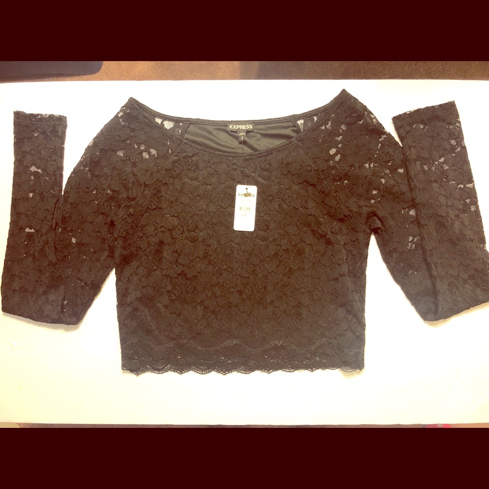 NEW Express Black Lace Crop Top - M
